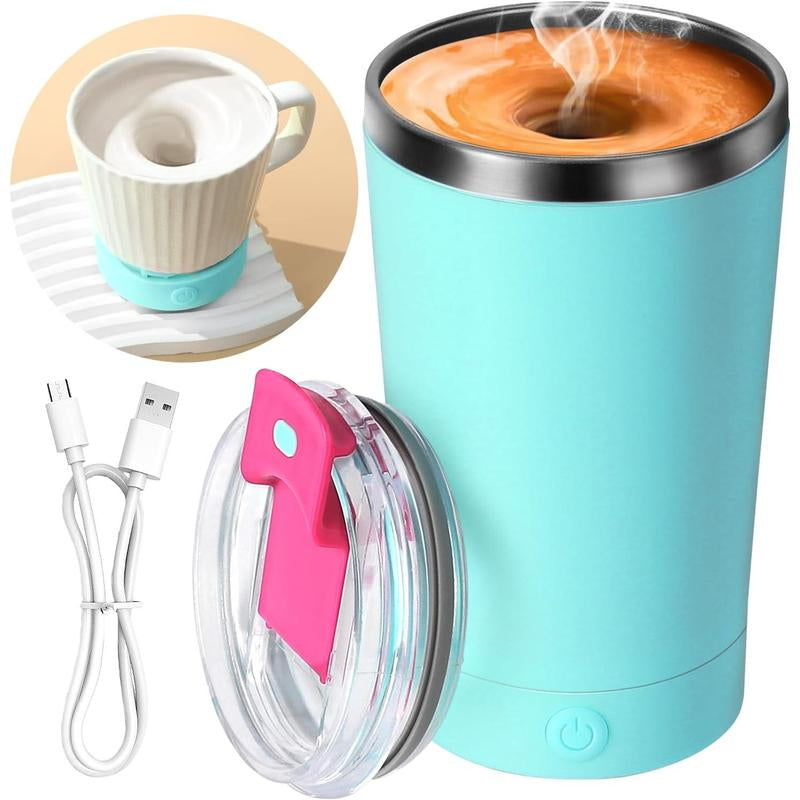 Self Stirring Coffee Mug in Stainless Steel 400ML - Perfect for Blending Coffee, Milk, Cocoa and Other Drinks Home Portable Cup Drinkware Tumbler Washable Silicone Reusable