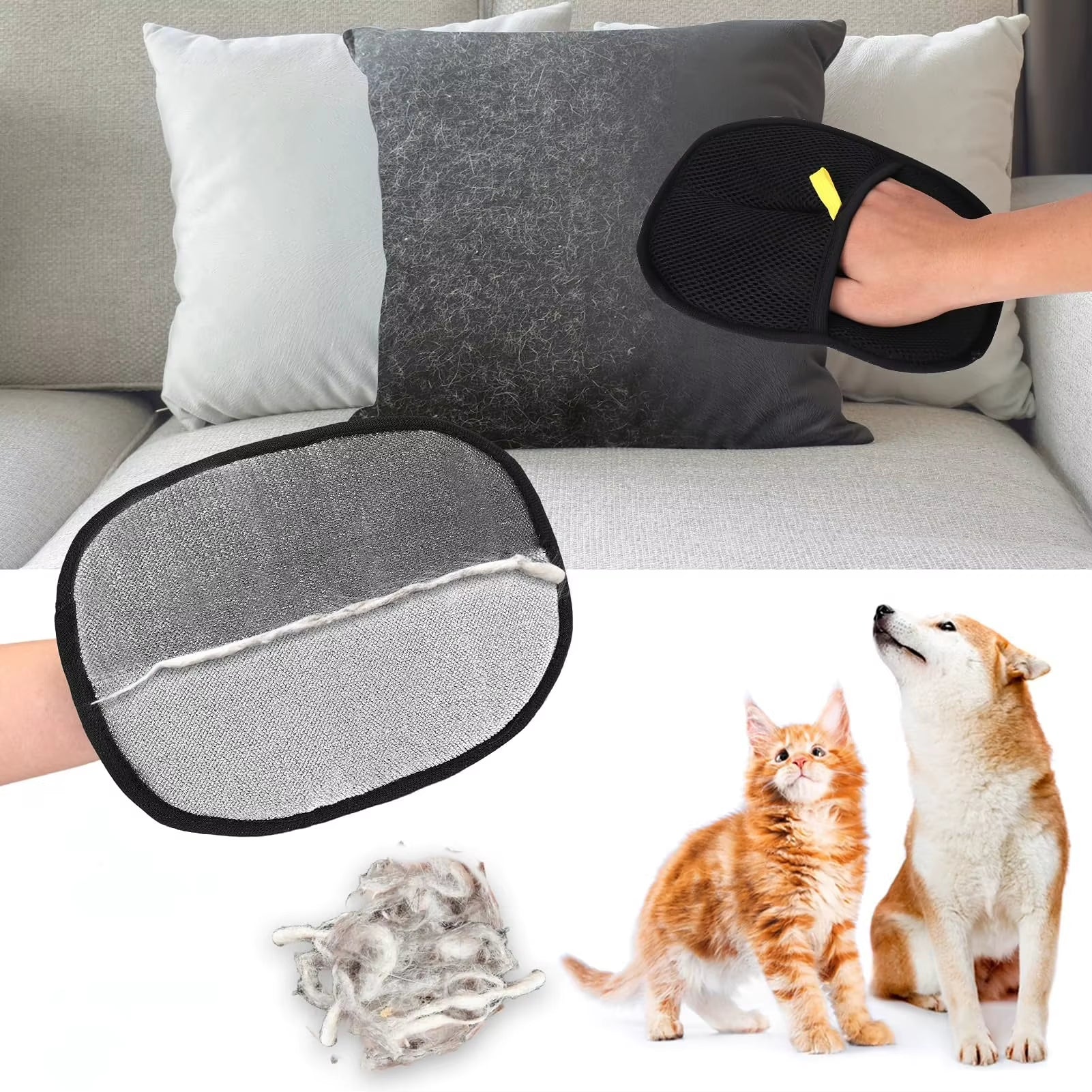 Double-Sided Pet Grooming Gloves, Cat Grooming Gloves, Pet Grooming Gloves for Dogs Bathing, Versatile Grooming Gloves for Washi