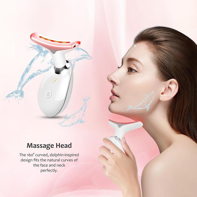 7 Color Facial Massager Tool, Facial and Neck Massager with 7 LED Light, Skin Care Device,Suitable for Neck Facial Leg Christmas Gift